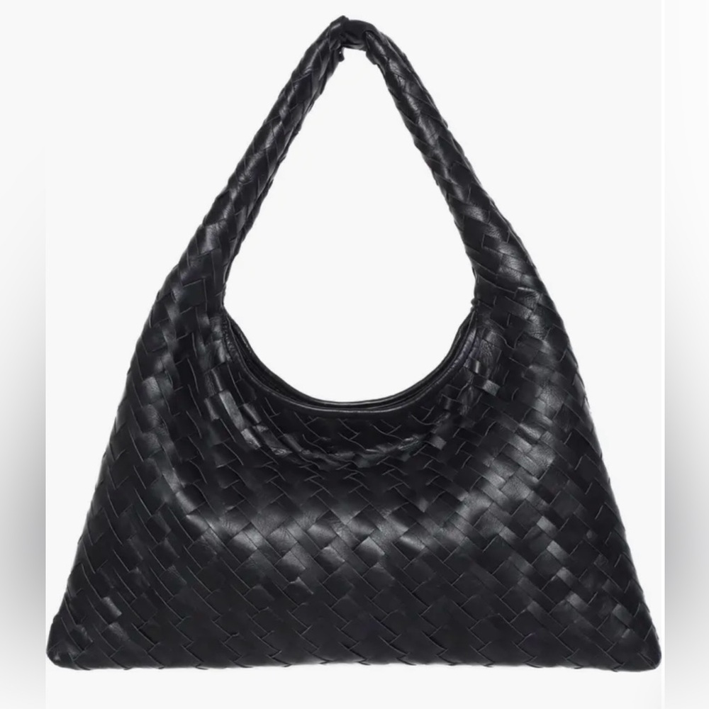 Walter Baker Margaux Black Vegan Leather Woven Hobo Handbag MRSP $398 NWT